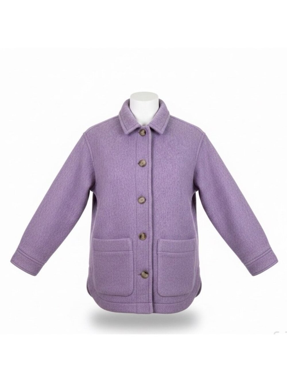 Madewell Womens Lavender Button-Up Coat With Dual Pockets & Lining Sz XS
